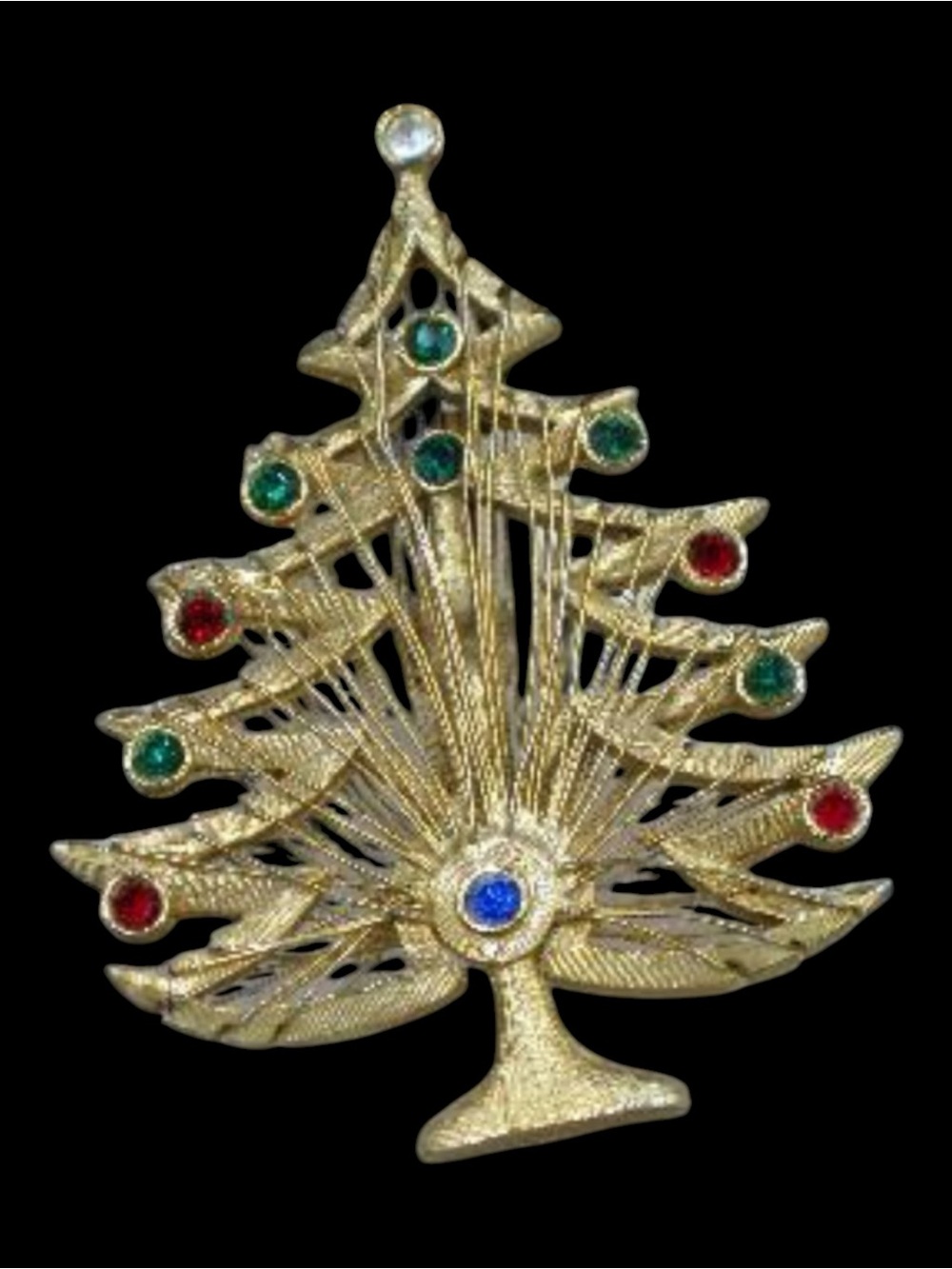Vintage Wire Work LJM Christmas Tree Brooch